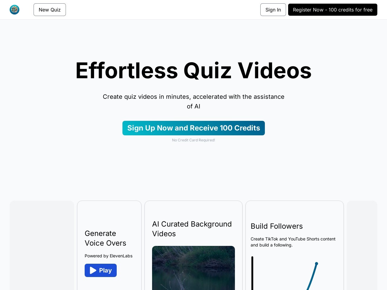 QuizTok – AI Generated Quiz Videos for TikTok-AI生成的TikTok测验视频
