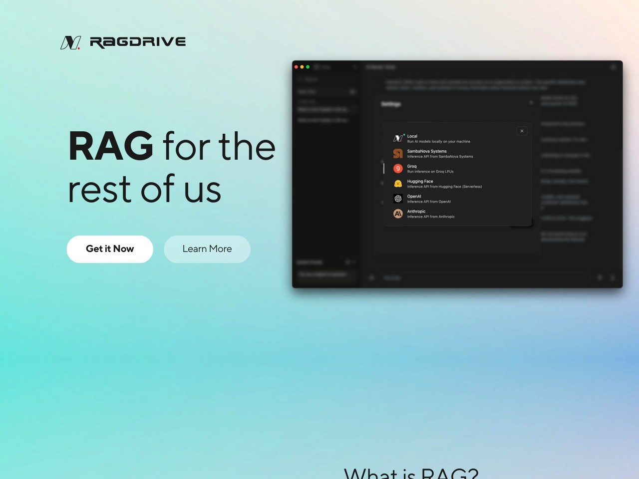 RAGDrive官网 – 无需代码的本地AI平台