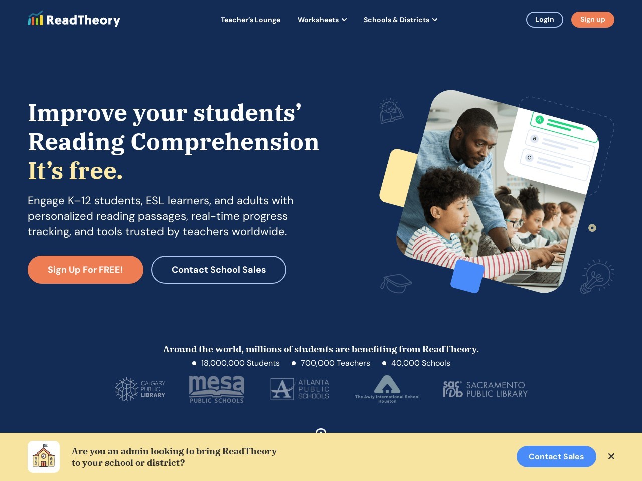 ReadTheory官网 – 免费阅读理解练习平台