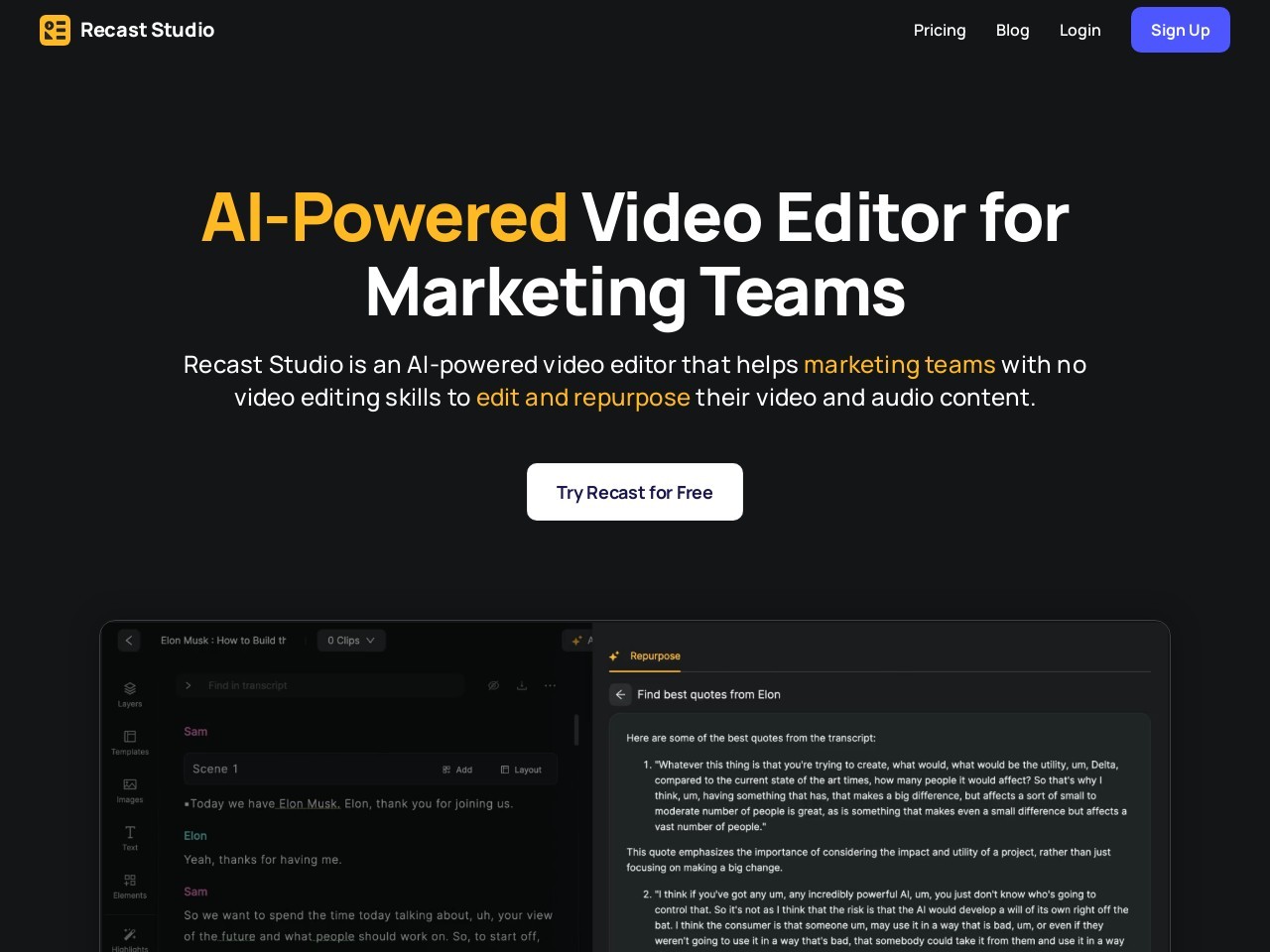 Recast Studio官网 – AI工具自动生成播客内容