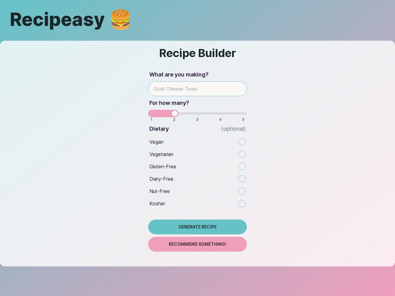 Recipeasy官网 – AI驱动的食谱生成器