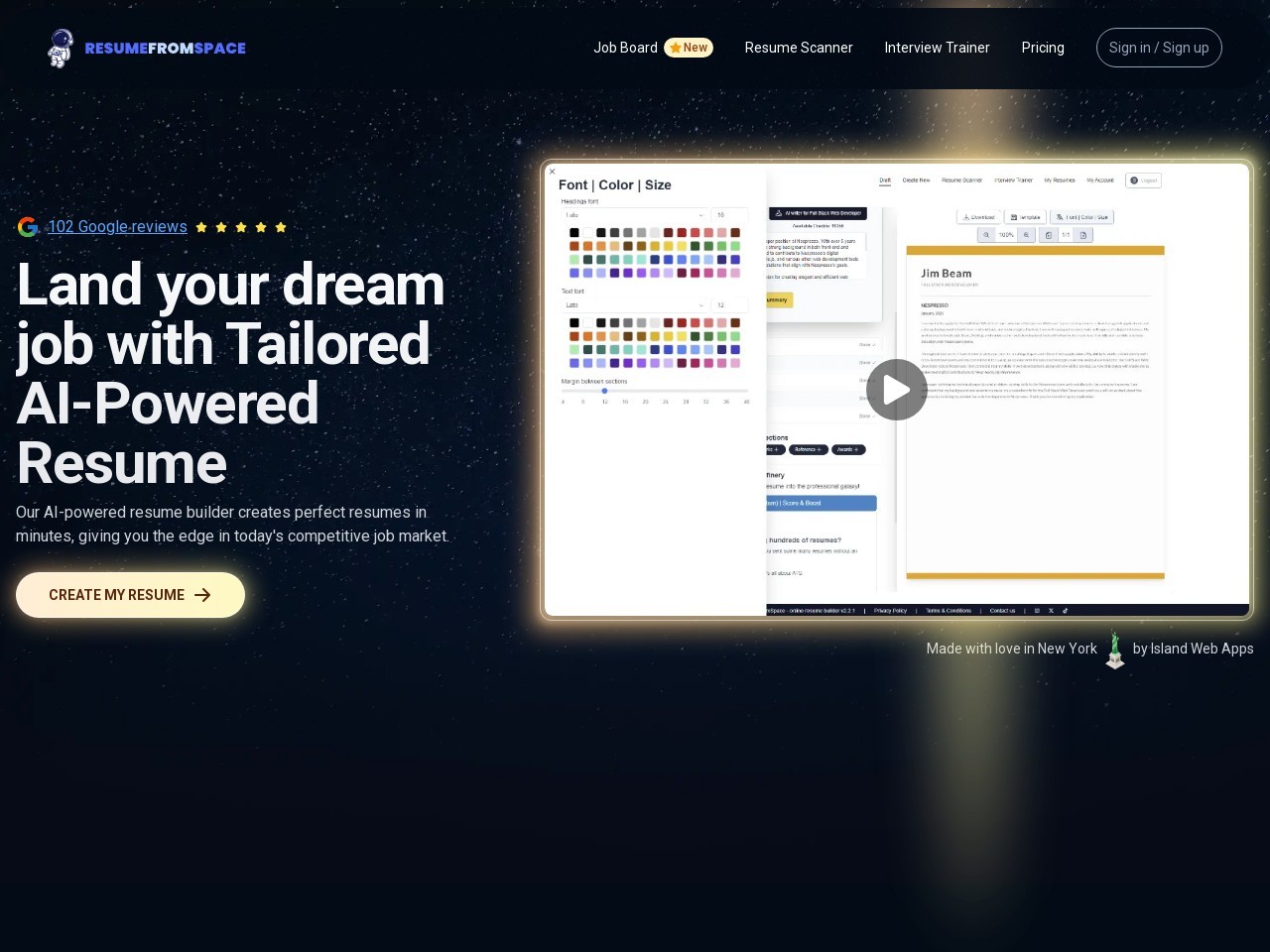 ResumeFromSpace官网 – AI驱动的简历生成器