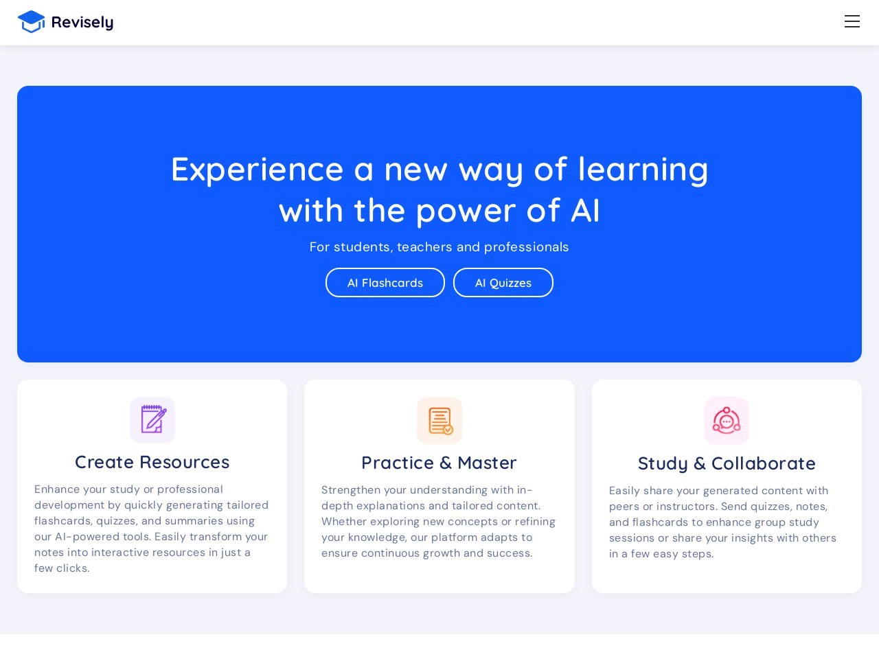 Revisely官网 – AI驱动的学习资源平台