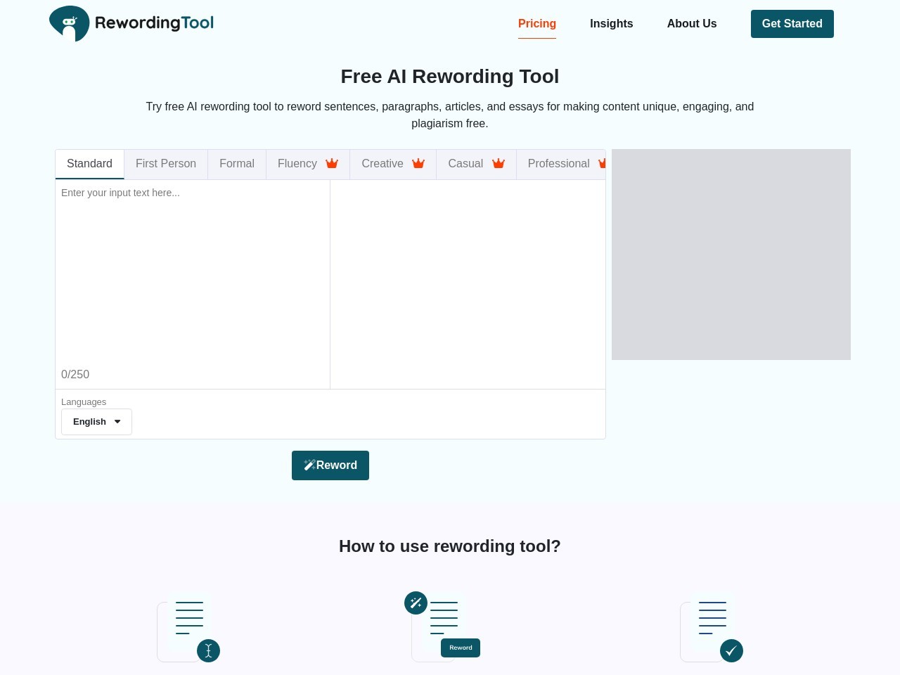 Rewording Tool官网 – 免费的在线重写工具