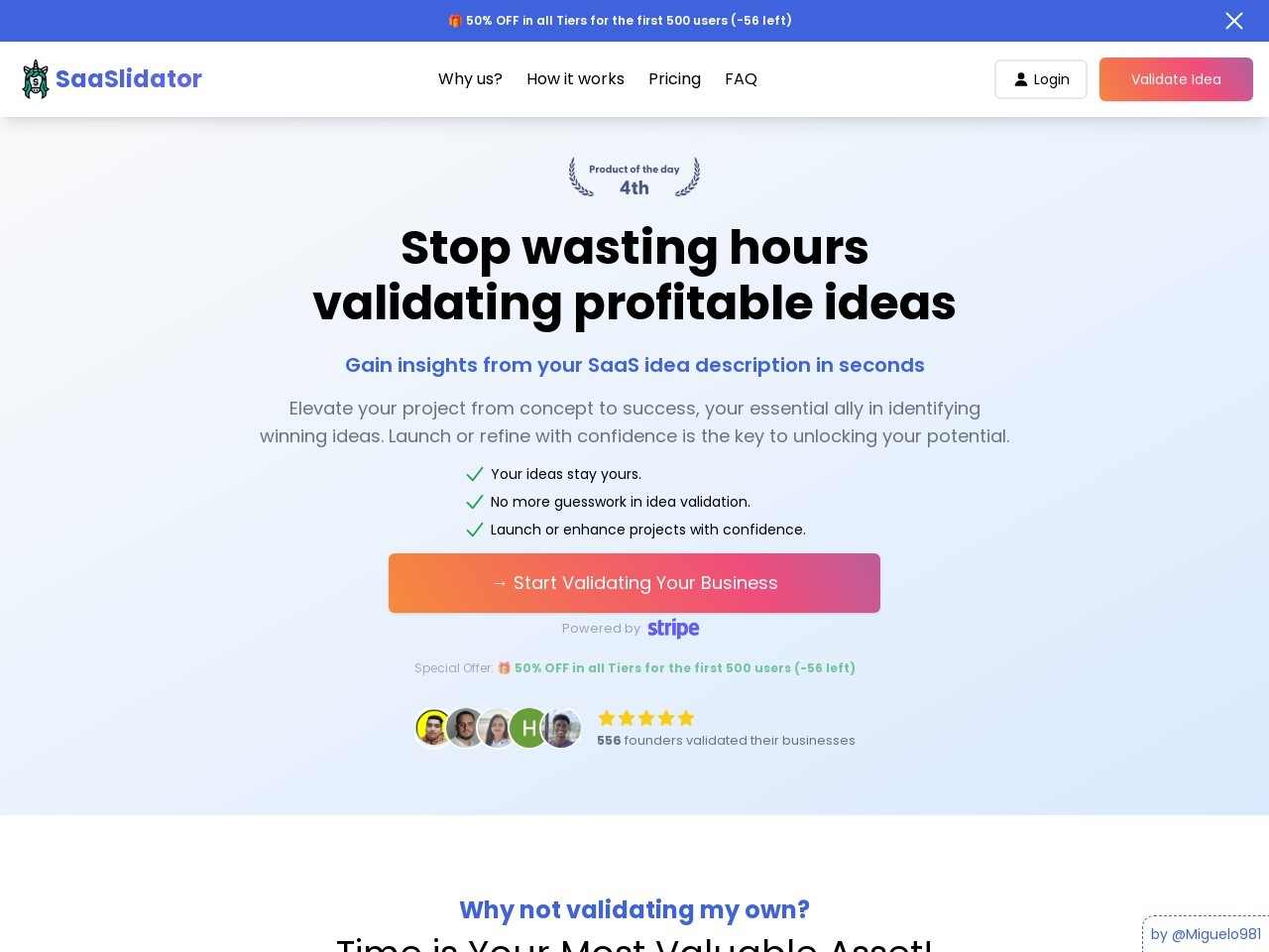 SaaSlidator官网 – AI驱动的项目创意验证工具