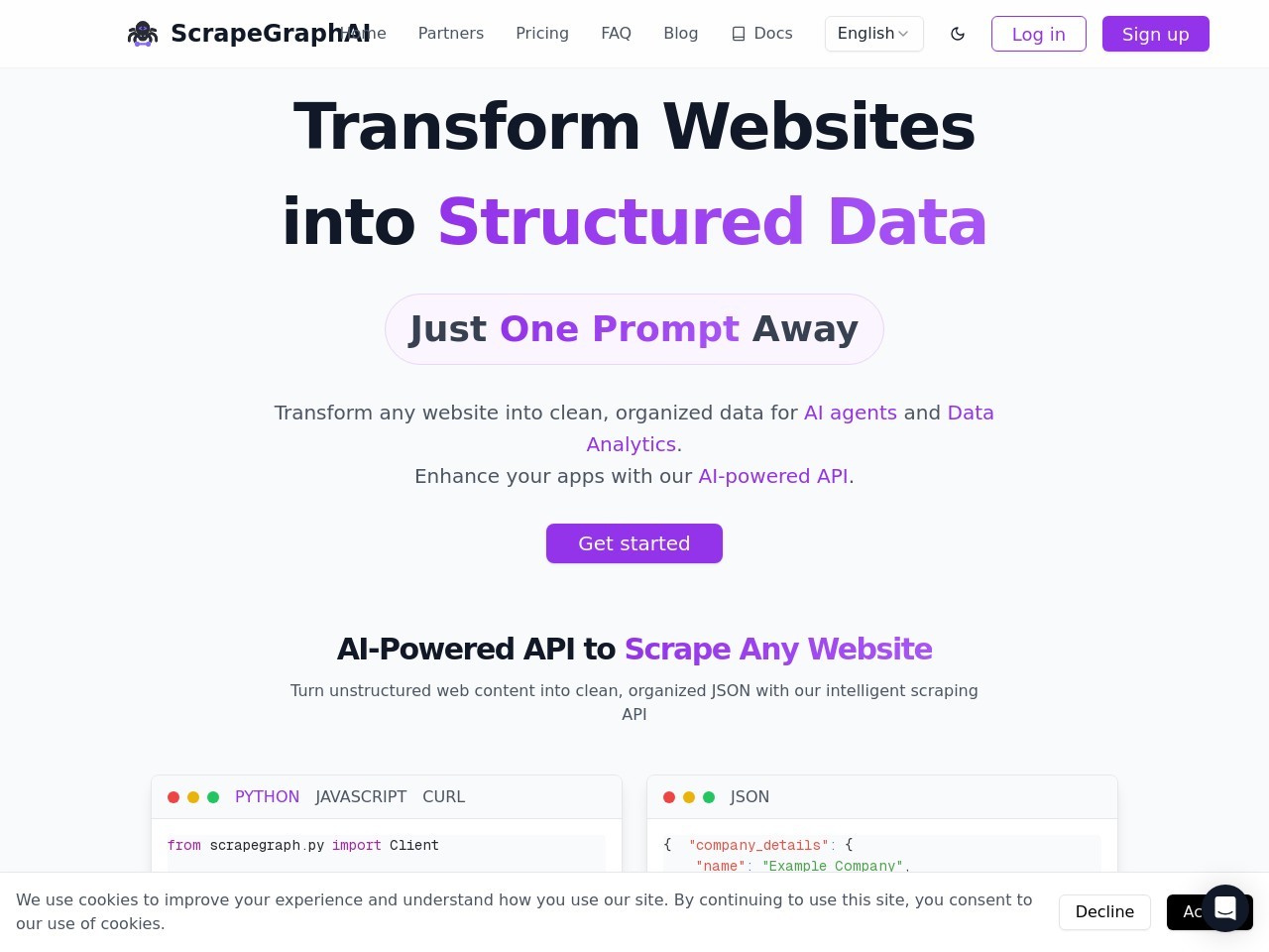 ScrapeGraphAI官网 – AI驱动的网页抓取API