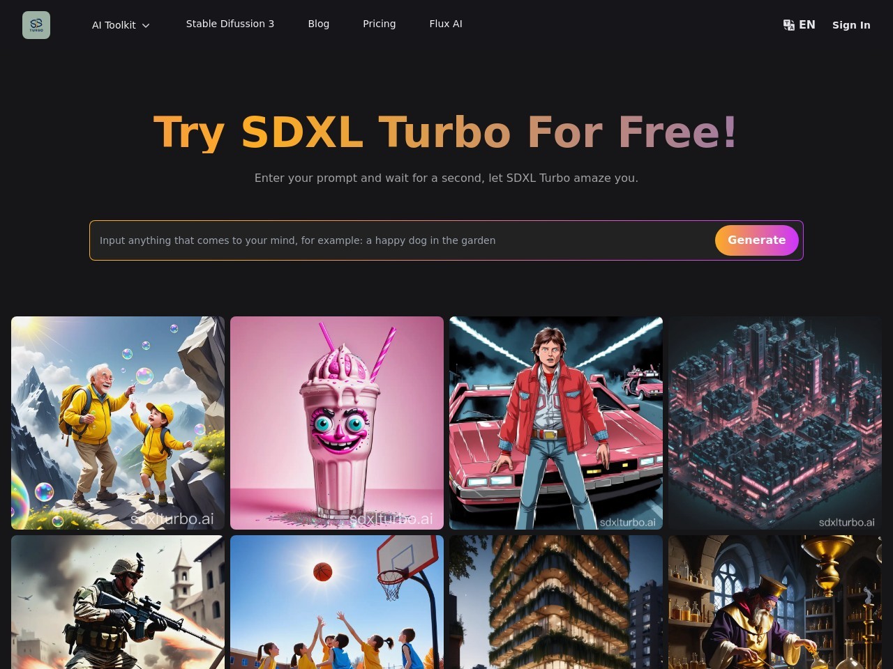 SDXL Turbo Playground官网 – 超快高质量的AI图像生成平台