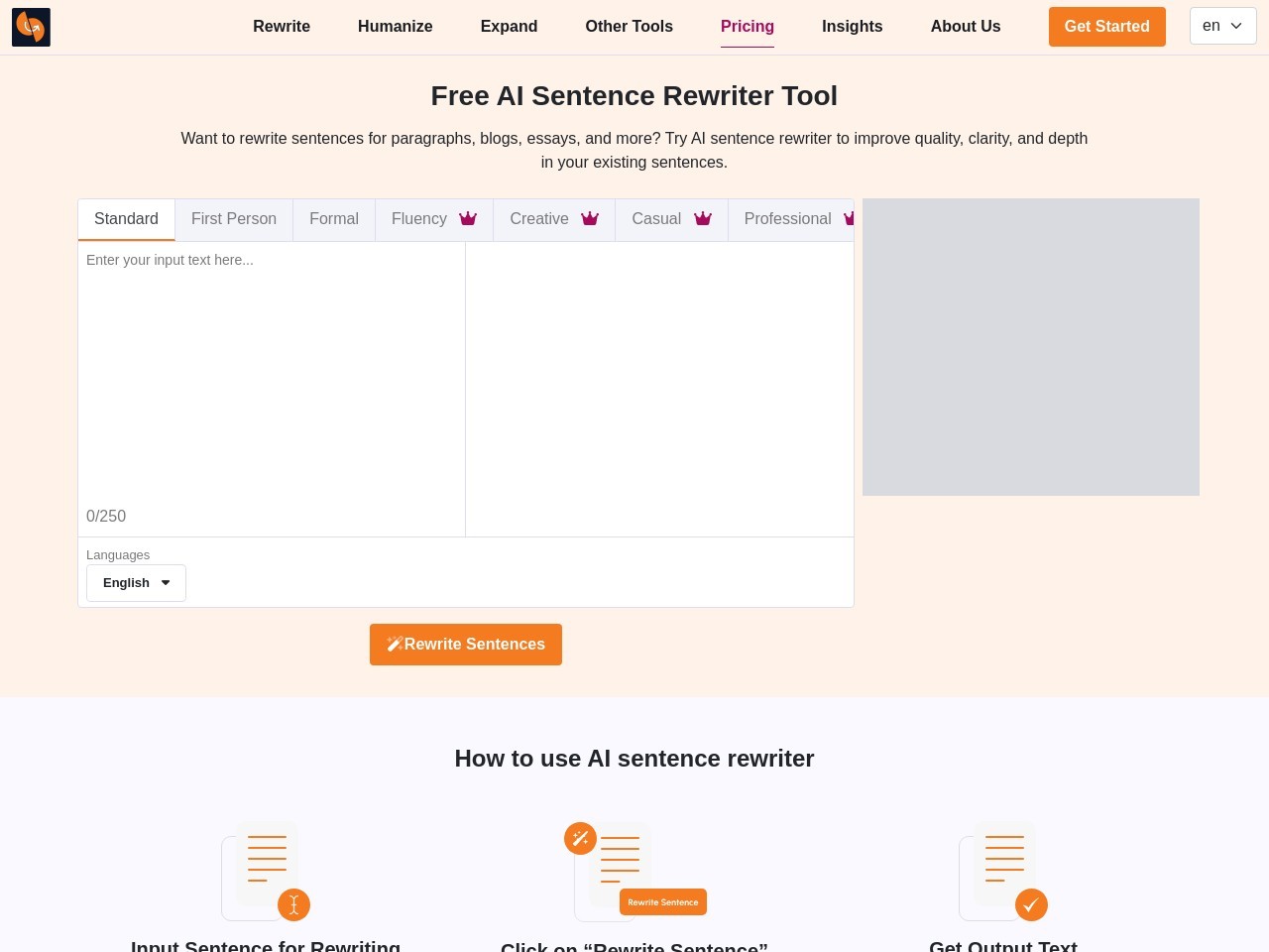 AI Sentence Rewriter官网 – 轻松改写和提升文本