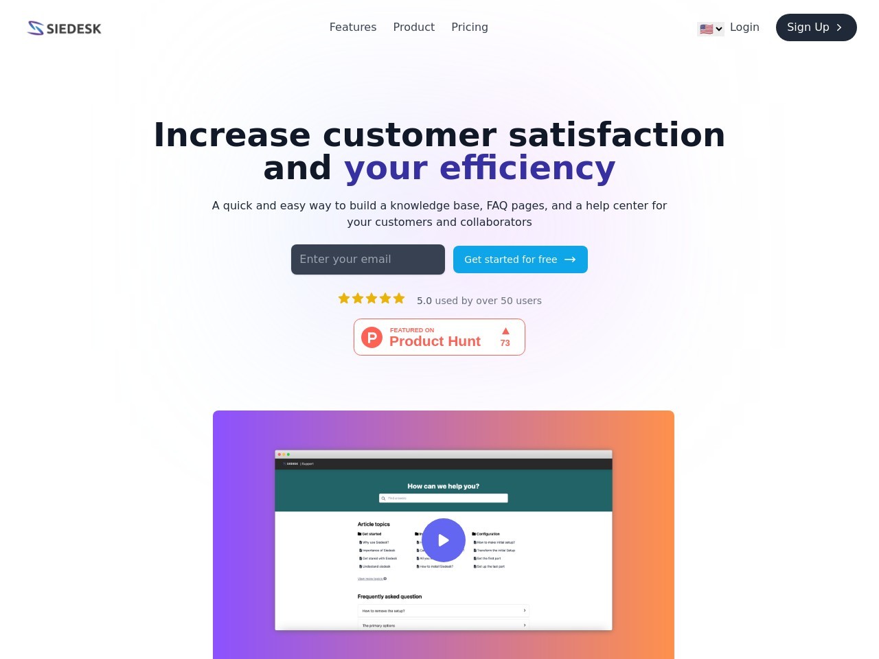 Siedesk – Help Center & Knowledge Base-AI驱动的知识库与FAQ工具