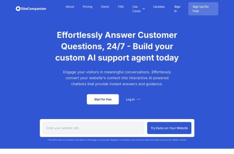 SiteCompanion官网 – 将网站内容转化为互动对话