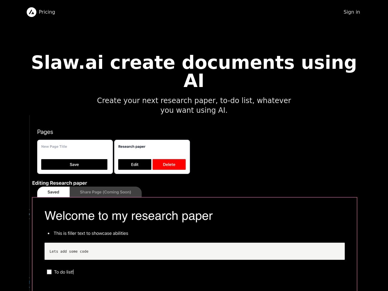 Slaw.ai官网 – 使用AI创建文档