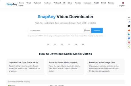 SnapAny - 免费在线视频与图片下载器 - 支持全平台无水印下载