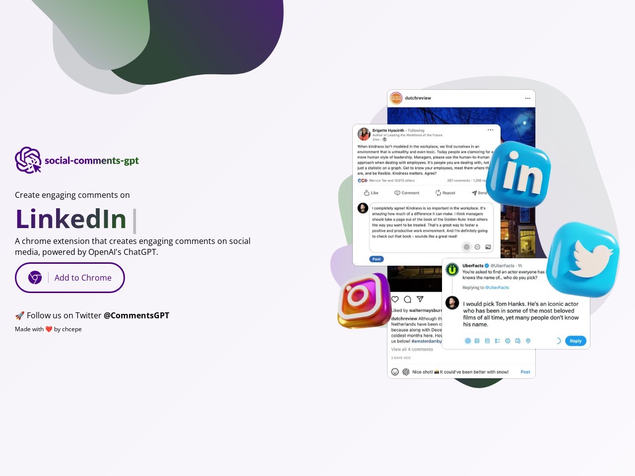 Social Comments GPT for Twitter官网 – 自动生成社交媒体评论