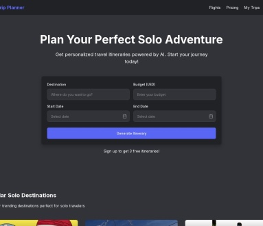 Solotripplanner.com官网 – AI驱动的单人旅行规划网站