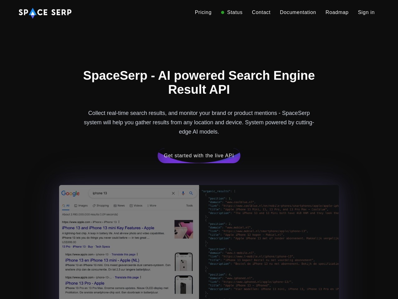 SpaceSerp – Powerful SERP API-实时搜索结果获取与监控工具