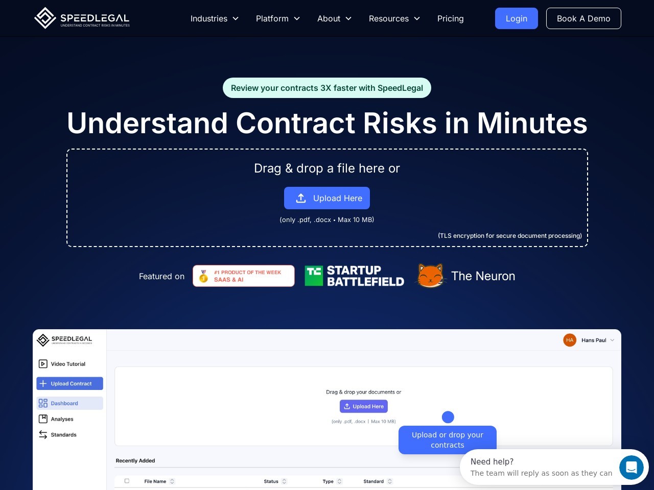 SpeedLegal官网 – 智能合同理解与协商工具
