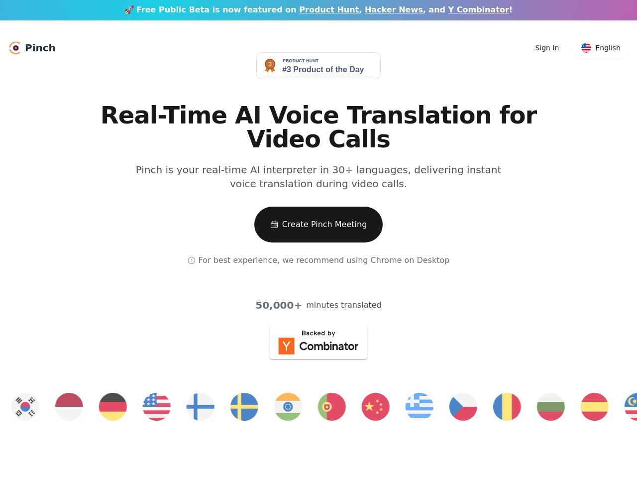 Pinch Video Call官网 – 实时语音翻译视频会议工具