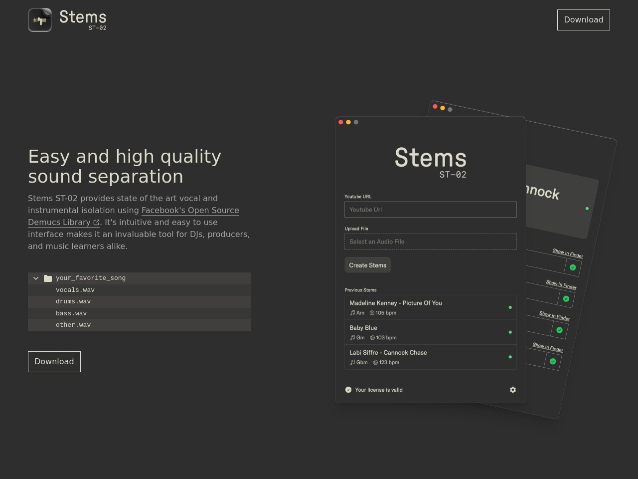 Stems ST-02官网 – 强大易用的音频分离器