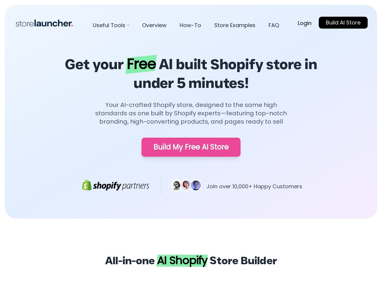 StoreLauncher – Free AI Powered Shopify Store Builder-轻松创建专业电商商店