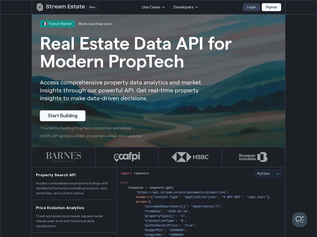 Stream.Estate官网 – 全面的房地产数据API