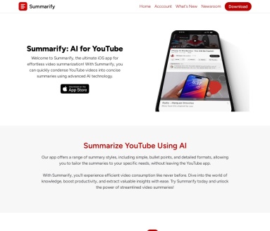Summarify AI For YouTube官网 – 轻松总结YouTube视频