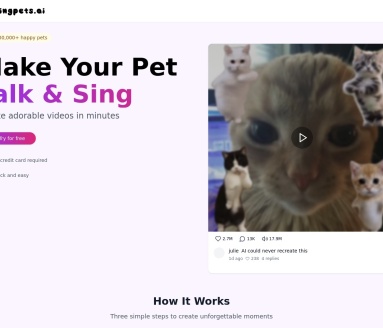 TalkingPets.ai官网 – 让宠物唱歌和说话的有趣平台