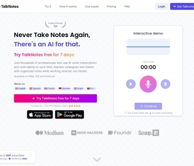 Talknotes官网 – AI语音笔记应用