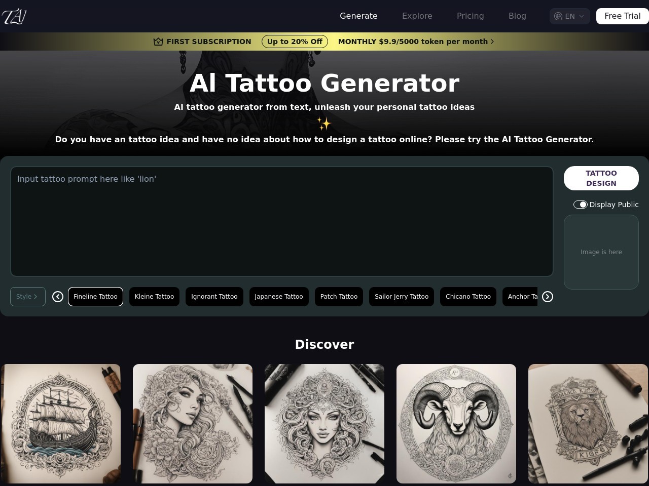 Tattoo AI Design官网 – AI驱动的纹身设计工具