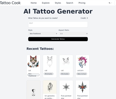 Tattoo Cook官网 – 瞬间生成独特纹身设计