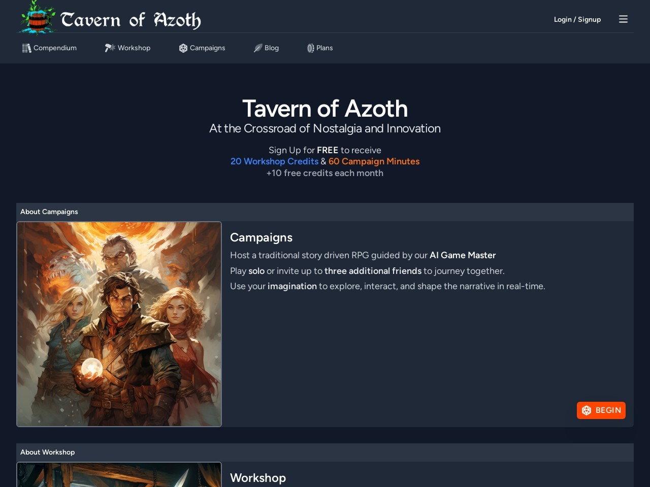 Tavern of Azoth官网 – AI驱动的角色扮演游戏内容创作工具
