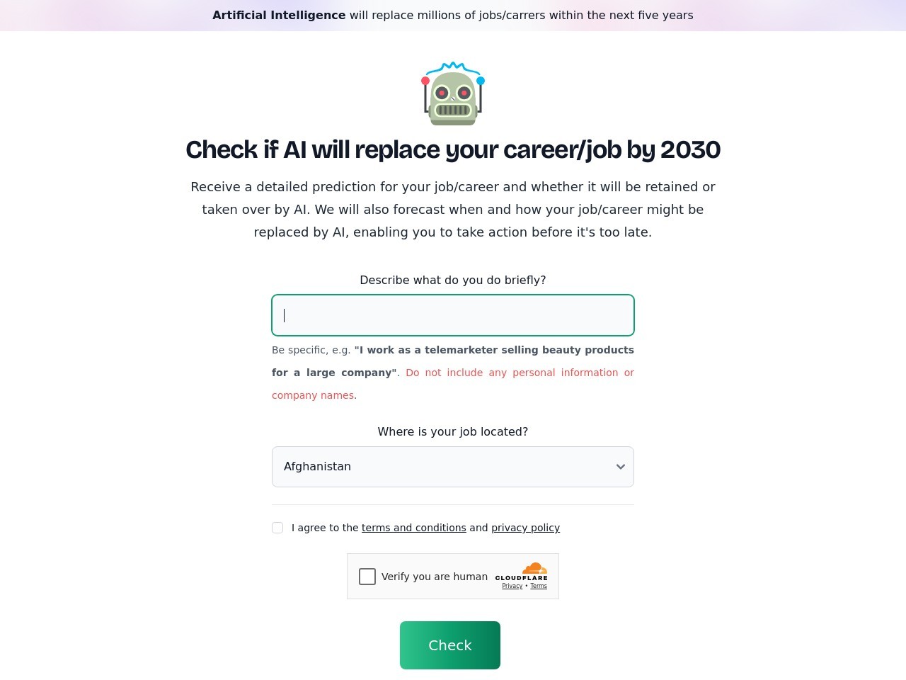 AI Took My Job官网 – 检查AI是否会在五年内取代你的职业