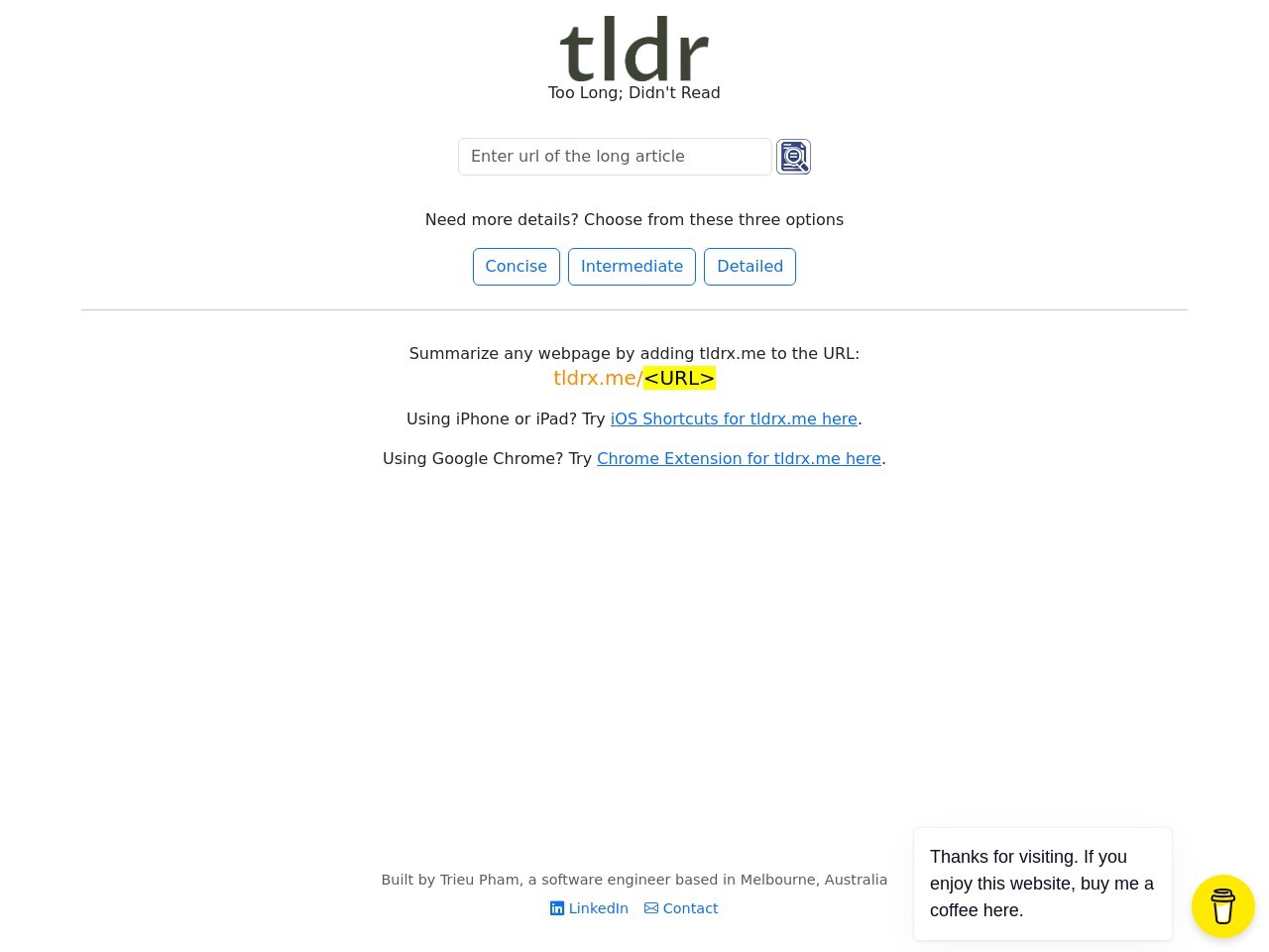 tldrx.me官网 – 提升阅读习惯的网页摘要工具