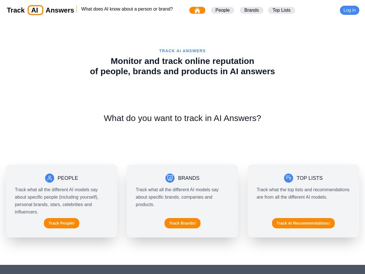 Track AI Answers官网 – 监控AI对品牌的评价