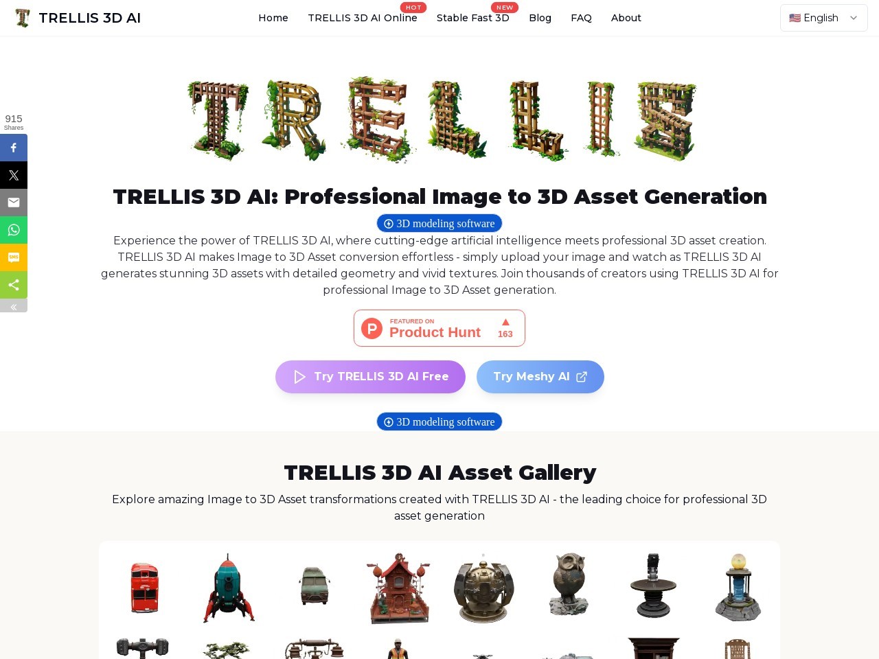 TRELLIS 3D AI官网 – 将图像转换为专业3D资产