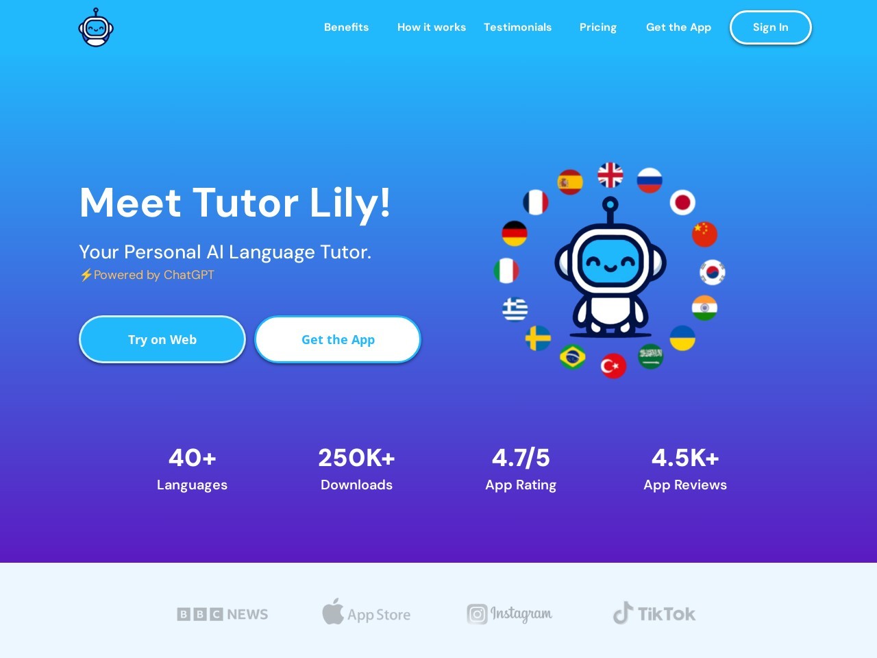 Tutor Lily官网 – 帮助语言学习者流利对话的AI伴侣