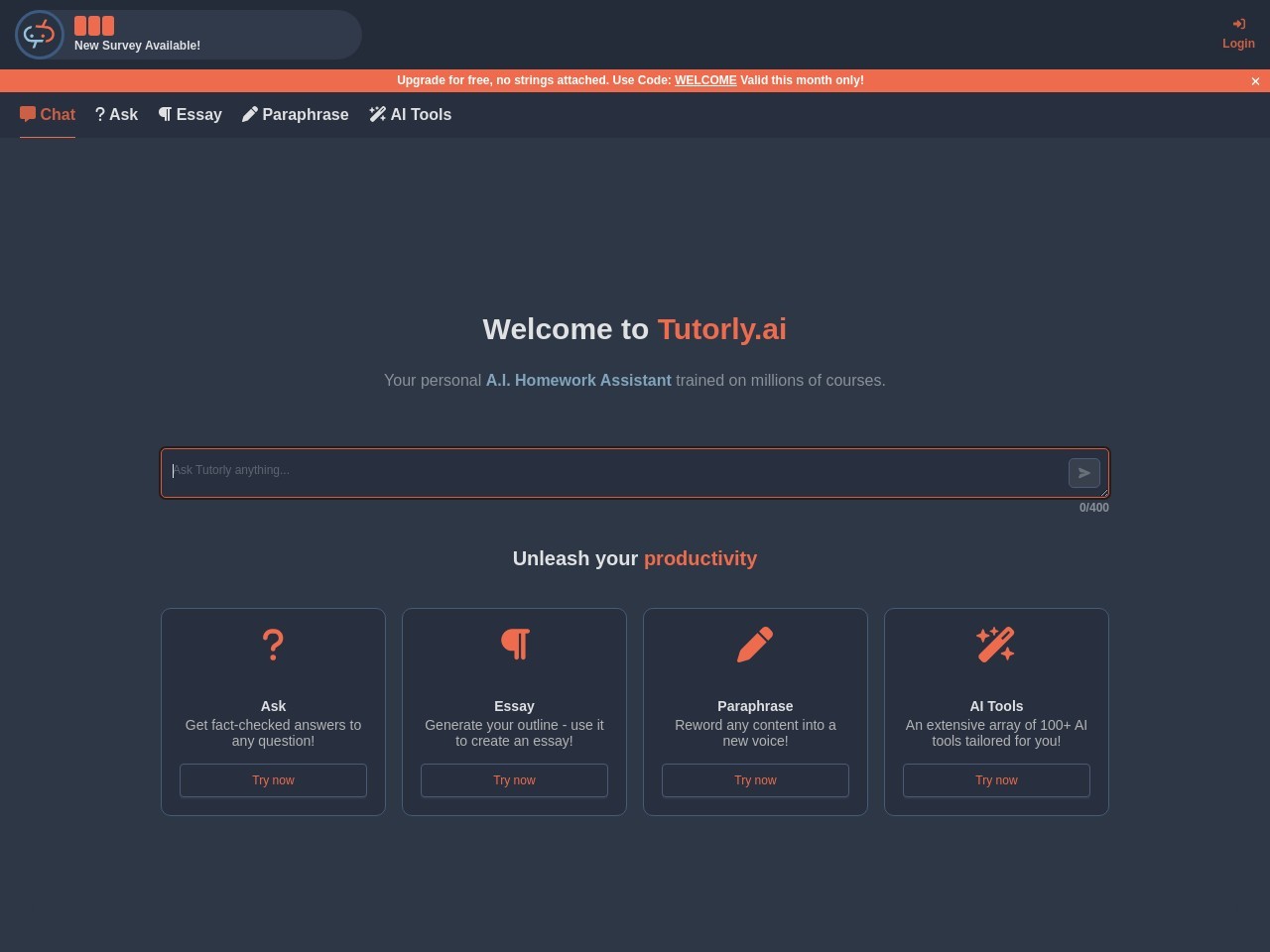 Tutorly AI官网 – AI驱动的作业助手