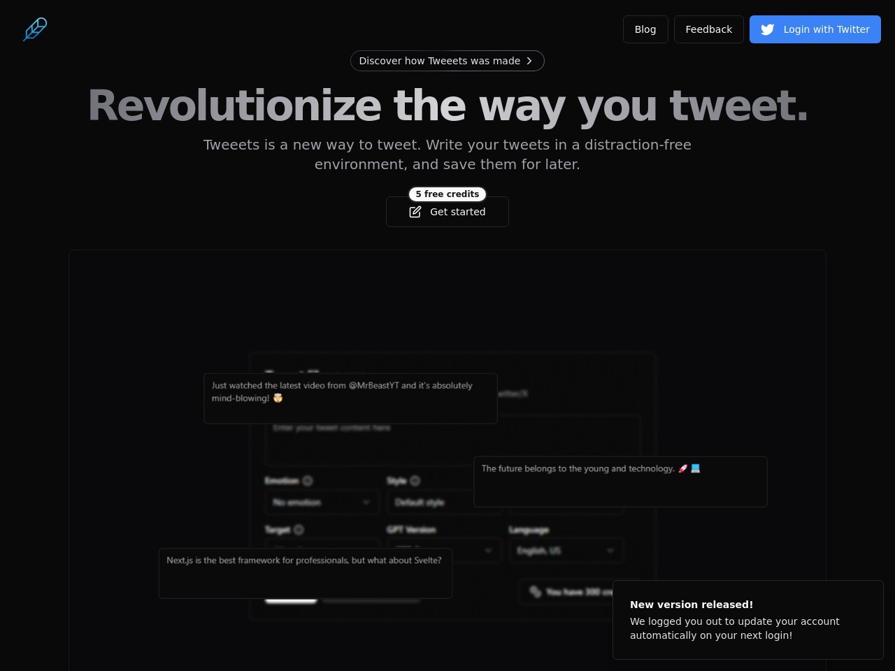 Tweeets官网 – 基于AI的推文生成工具