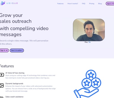 Ubique官网 – AI销售工具，个性化视频生成