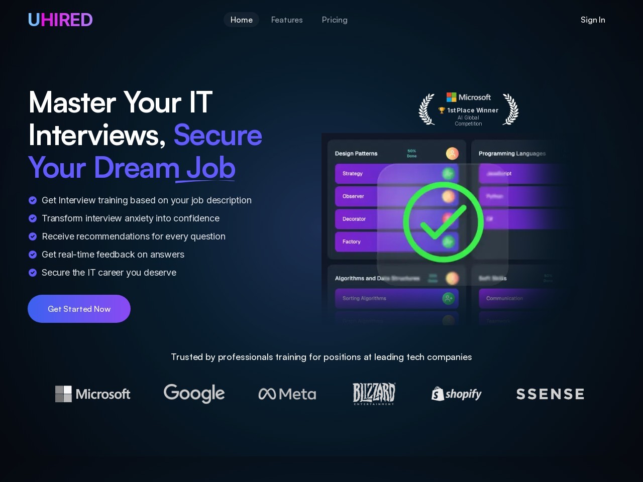 UHIRED官网 – AI驱动的面试培训平台