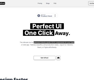 UiFast官网 – AI驱动的UI组件生成工具