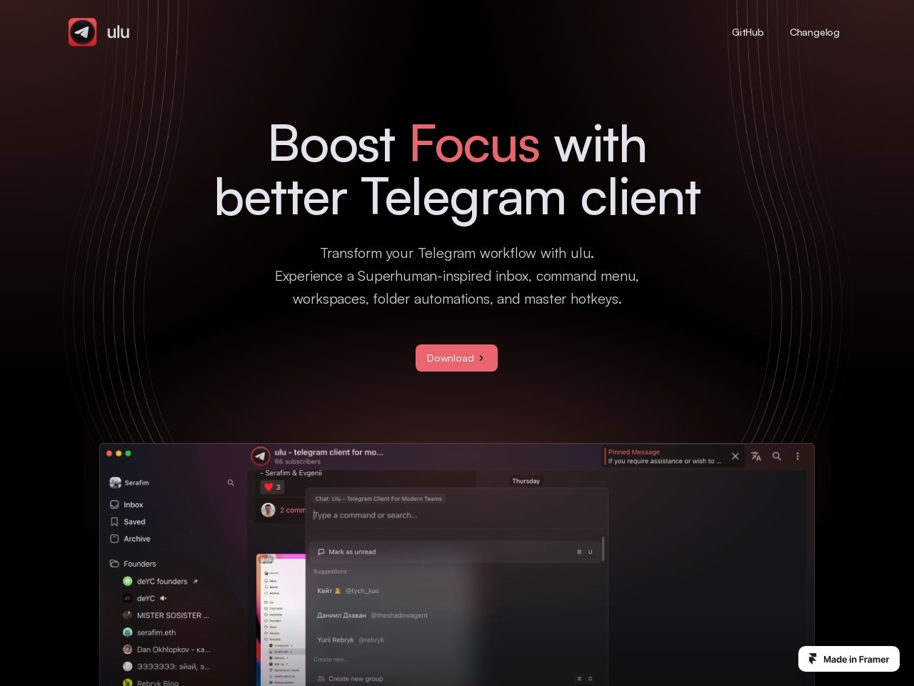 ulu – telegram for devs and designers-为开发者和设计师量身定制的Telegram客户端