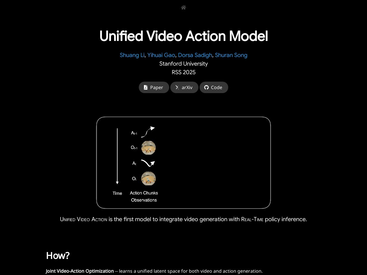 Unified Video Action Model (UVA)官网 – 机器人视频理解与动作预测的统一模型