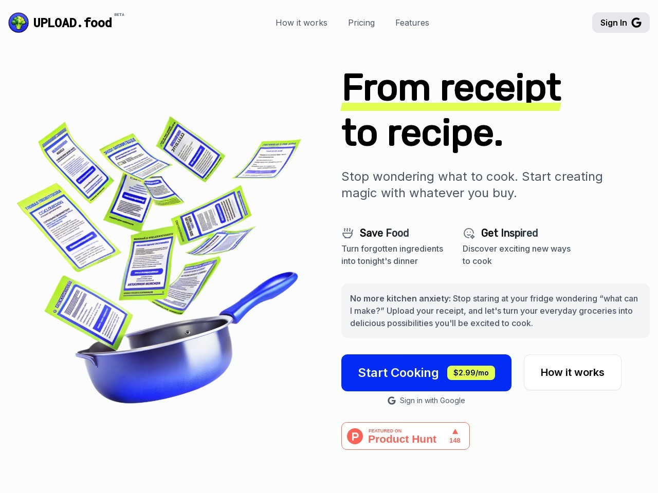 UPLOAD.food官网 – 智能食谱生成器