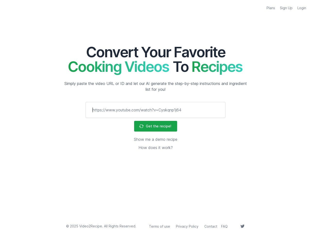 Video2Recipe官网 – 将视频转化为详细食谱的在线工具