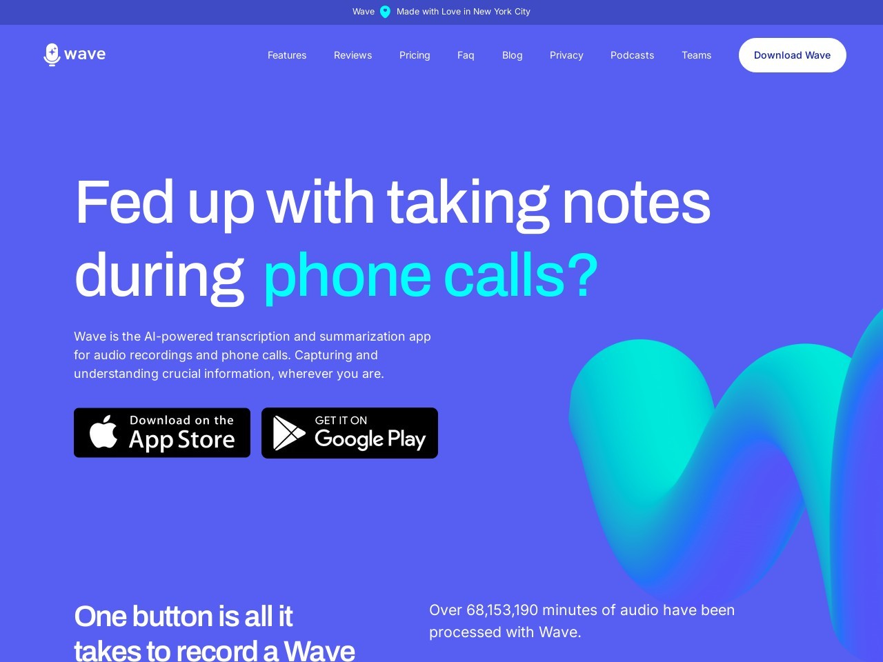 Wave AI Note Taker官网 – 智能音频记录与总结助手