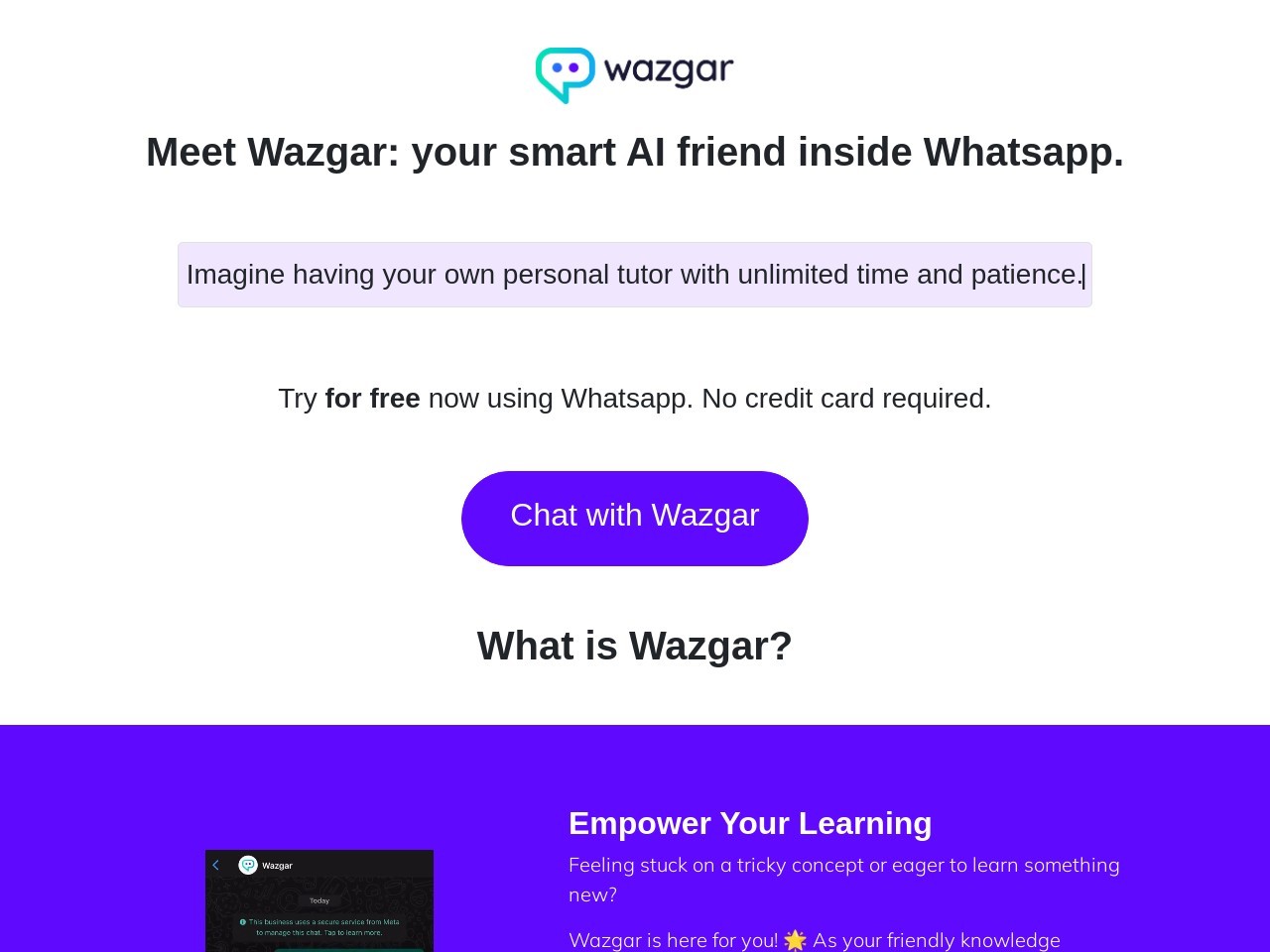 Wazgar – ChatGPT in Whatsapp-WhatsApp中的智能助手