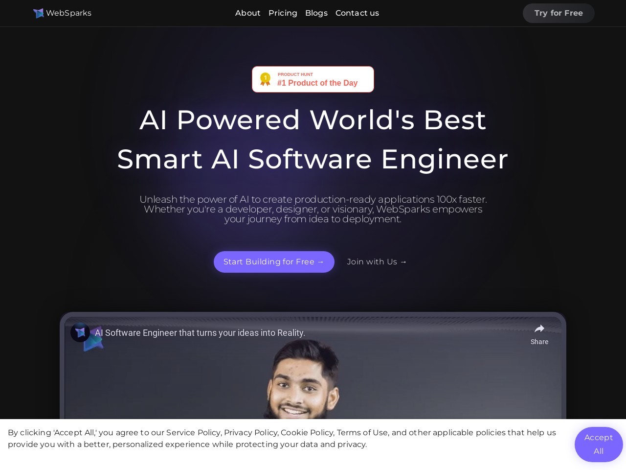 WebSparks官网 – AI驱动的网站和应用快速创建平台
