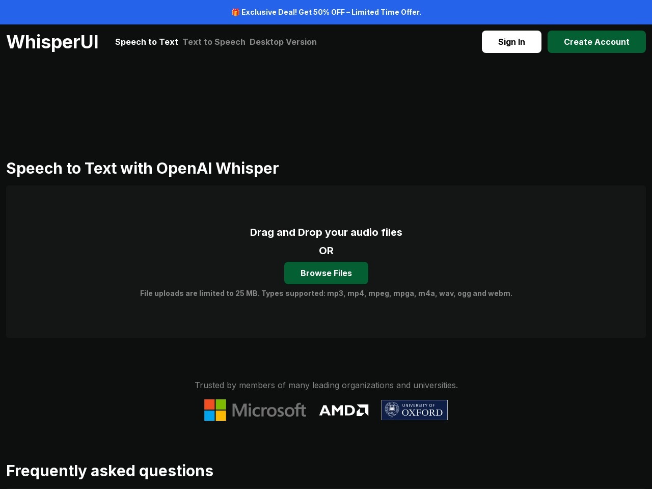 WhisperUI – Text to Speech-实惠的语音合成与识别服务