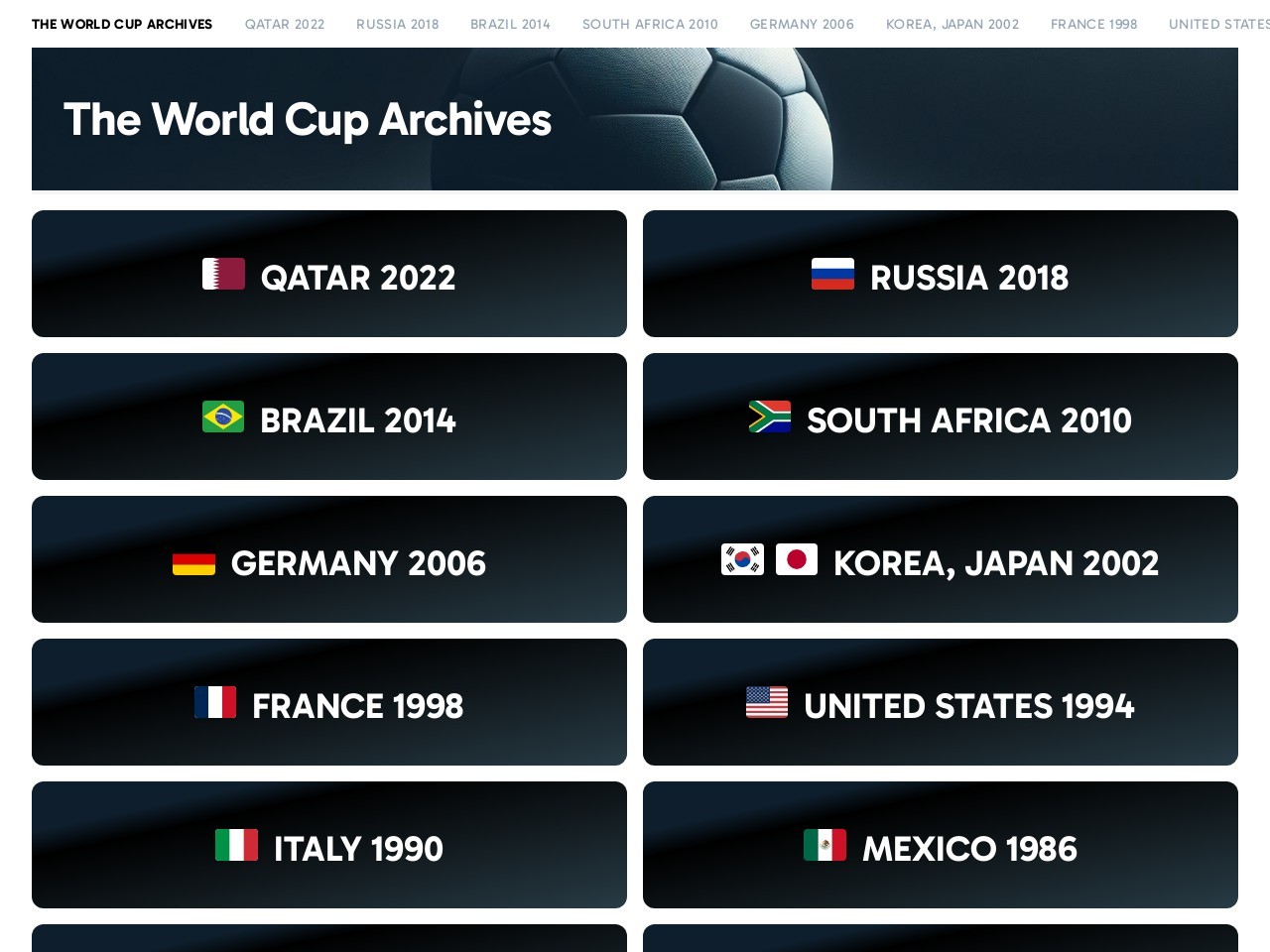 The World Cup Archives官网 – 足球迷的世界杯历史资源