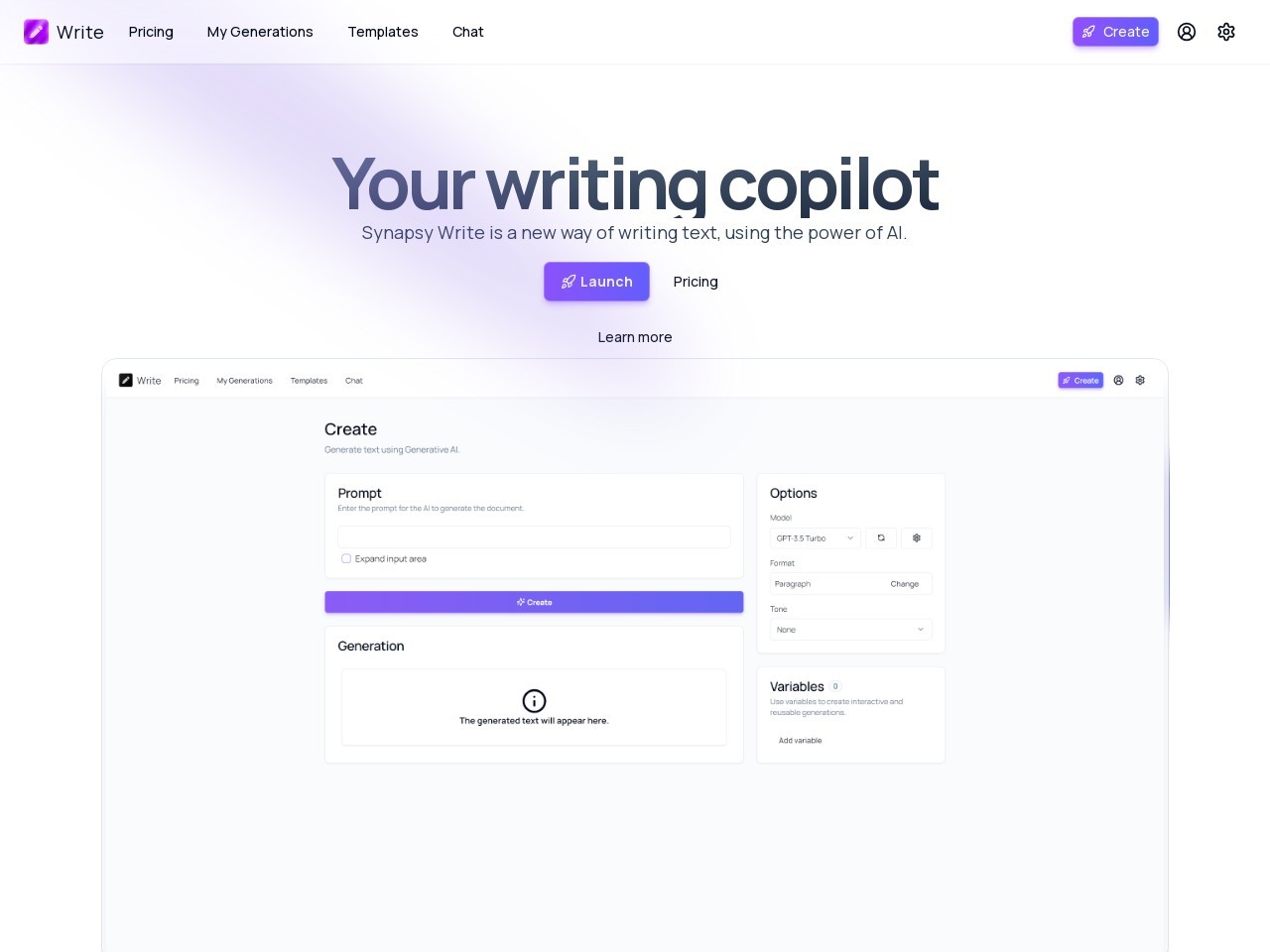 Synapsy Write官网 – 一种由AI驱动的文本内容生成工具